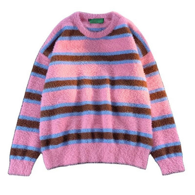 Vintage puloveri vīriešu džemperis svītrains amerikāņu Harajuku dizains Crewneck unisex High Street Baggy Vispārpiemērots personīgais hipster foršs