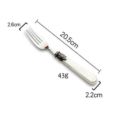 Retro grebšanas pērļu karotes dakšiņas nazis nerūsējošā tērauda vintage sveķu rokturis kafijas karotes deserta galda piederumi foto rekvizīti