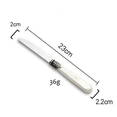 Retro grebšanas pērļu karotes dakšiņas nazis nerūsējošā tērauda vintage sveķu rokturis kafijas karotes deserta galda piederumi foto rekvizīti