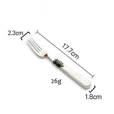 Retro grebšanas pērļu karotes dakšiņas nazis nerūsējošā tērauda vintage sveķu rokturis kafijas karotes deserta galda piederumi foto rekvizīti