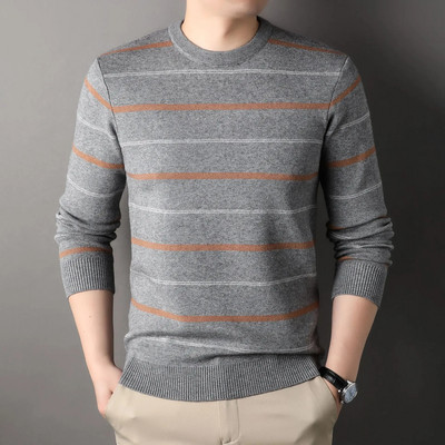 2023. gada jauns rudens ziemas vīriešu ikdienas džemperis ar apaļu kaklu un garām piedurknēm, vilnas džemperis, pusmūža un jauniešu tops