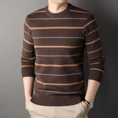 2023. gada jauns rudens ziemas vīriešu ikdienas džemperis ar apaļu kaklu un garām piedurknēm, vilnas džemperis, pusmūža un jauniešu tops