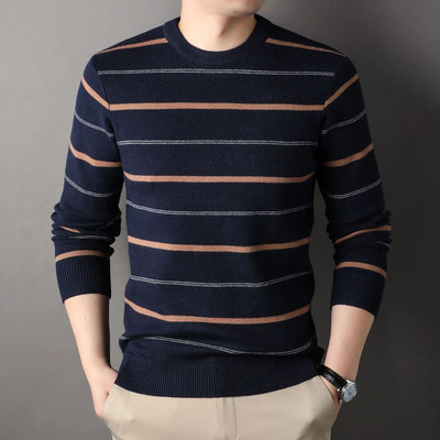 2023. gada jauns rudens ziemas vīriešu ikdienas džemperis ar apaļu kaklu un garām piedurknēm, vilnas džemperis, pusmūža un jauniešu tops