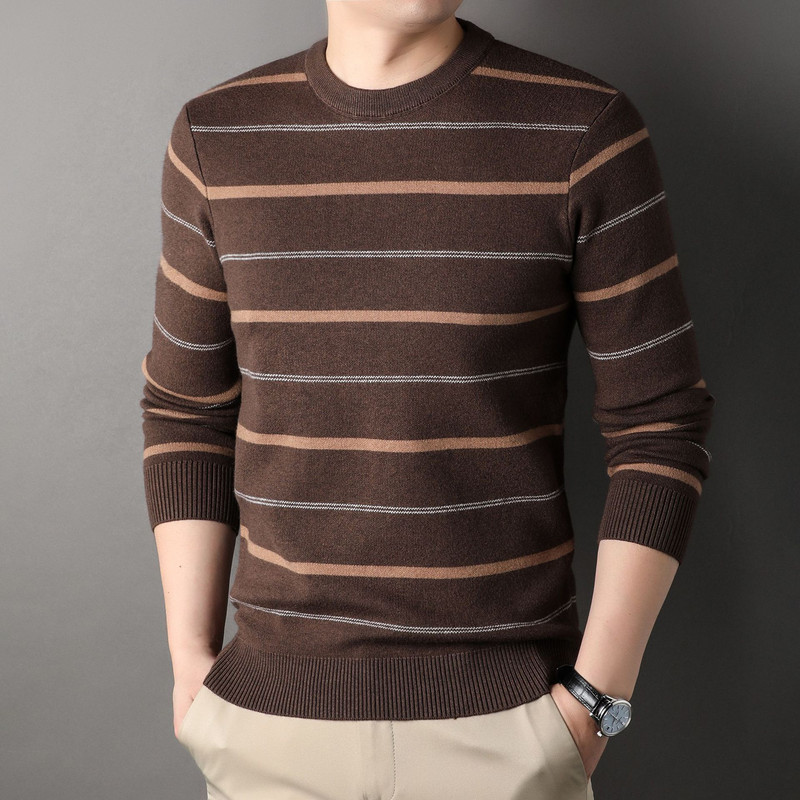 2023. gada jauns rudens ziemas vīriešu ikdienas džemperis ar apaļu kaklu un garām piedurknēm, vilnas džemperis, pusmūža un jauniešu tops