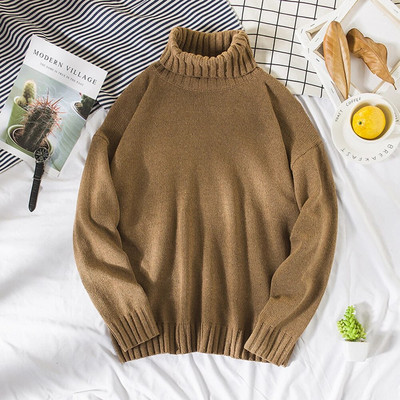 Ikdienas vīriešu ziemas silts trikotāžas džemperis ar bruņurupuču apkakli Vienkrāsains džemperis ar garām piedurknēm Trikotāžas apģērbi Puloveri Džemperi Apģērbs