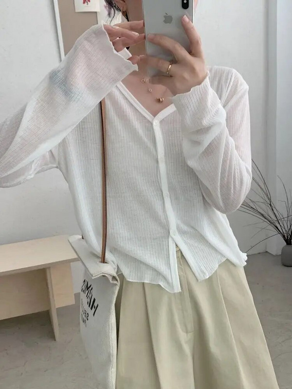 Sieviešu jakas Slim Solid All-matric brīvā laika pavasara sauļošanās elegants pamata korejiešu stila sieviešu modes elpojošs vintage trikotāžas