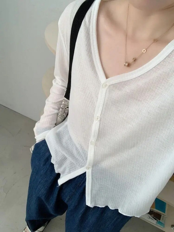 Sieviešu jakas Slim Solid All-matric brīvā laika pavasara sauļošanās elegants pamata korejiešu stila sieviešu modes elpojošs vintage trikotāžas