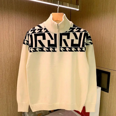 Πλεκτό πουλόβερ Ανδρικό φερμουάρ Γραφικά Ανδρικά ρούχα Πουλόβερ Μπουφάν με γιακά με φερμουάρ Κορεάτικα φθινοπωρινά ρούχα Μπλούζες Overfit Fun AX