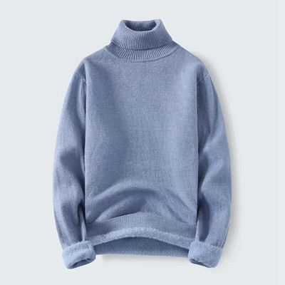 Ziemas slaids flīsa džemperis ar apkakli vīriešu modes trikotāžas džemperi, silti vīriešu Casaul korejiešu stila vienkrāsains adīšanas džemperis vīrietis