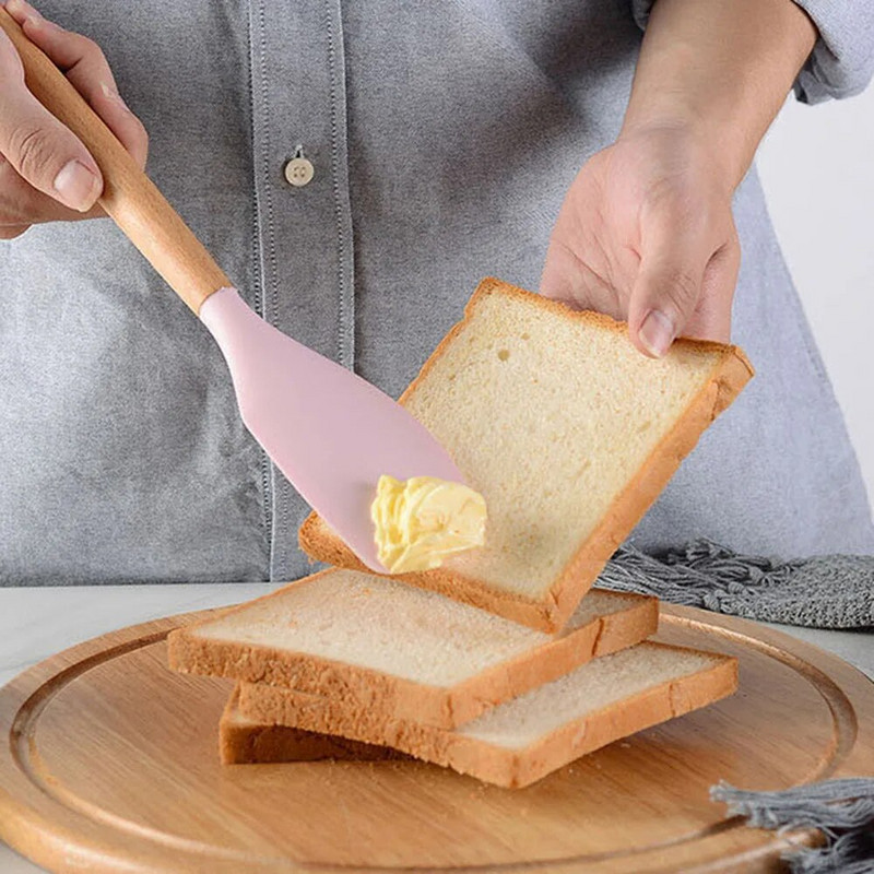 Silikona virtuves piederumu komplekts, nepiedegošs virtuves trauki virtuvei Koka rokturis Lāpstiņa Olu putotāji Virtuves piederumi Virtuves piederumi