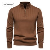 DIMUSI Χειμερινό ανδρικό πουλόβερ πουλόβερ με φερμουάρ Casual ανδρικό γιακά Ζεστό ζιβάγκο ανδρικό κλασικό πουλόβερ Πλεκτά ρούχα
