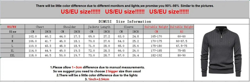 DIMUSI Χειμερινό ανδρικό πουλόβερ πουλόβερ με φερμουάρ Casual ανδρικό γιακά Ζεστό ζιβάγκο ανδρικό κλασικό πουλόβερ Πλεκτά ρούχα