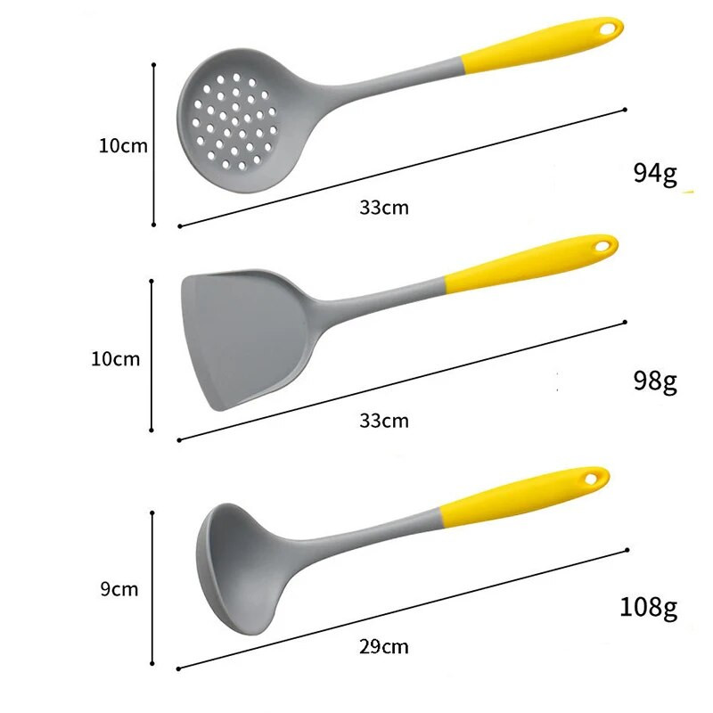 3/1 vnt. silikoniniai virtuvės reikmenys, sriubos šaukštai, kastuvai puodams, nutekantys šaukštai, virtuvės įrankiai, maisto gaminimo reikmenys