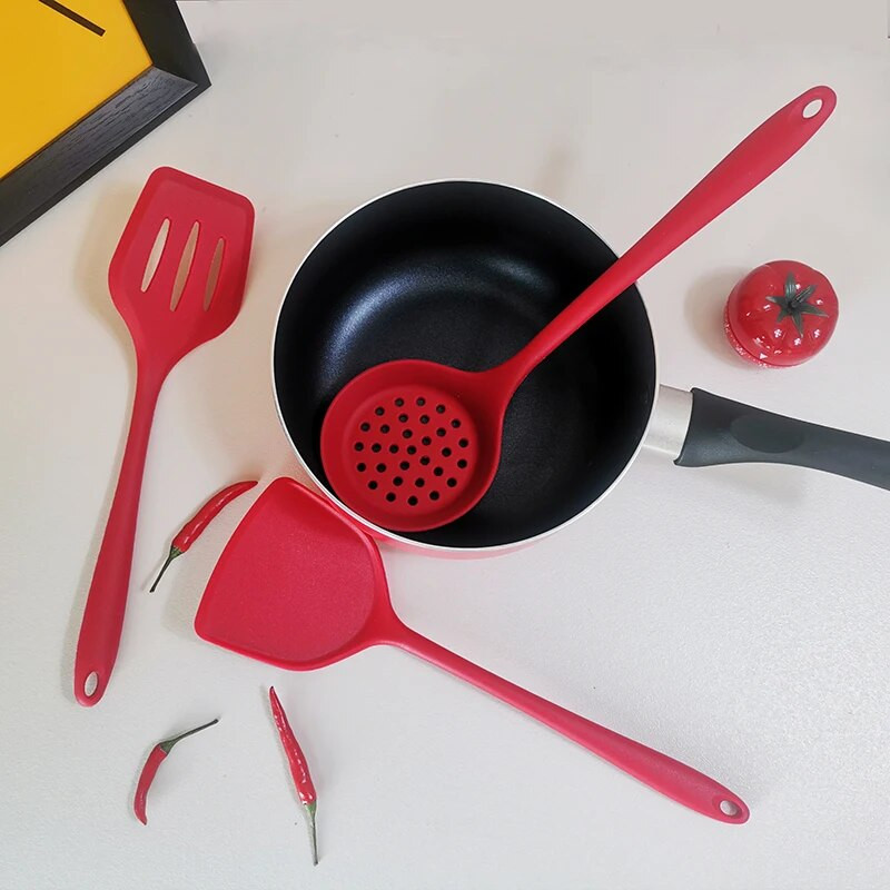 1 db szilikon konyhai edények forgató konyhai főzőeszközökhöz kanalak merőkanál Kanál Tapadásmentes edények Skimmer konyhai kiegészítők