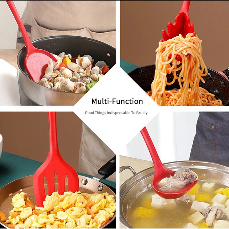 1 db szilikon konyhai edények forgató konyhai főzőeszközökhöz kanalak merőkanál Kanál Tapadásmentes edények Skimmer konyhai kiegészítők