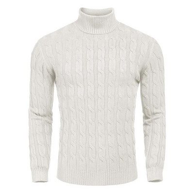 Vīriešu džemperis Jauna stila augstas apkakles vintage vienkrāsains pamata trikotāža rudens un ziemas vīriešu augstas kvalitātes melns džemperis