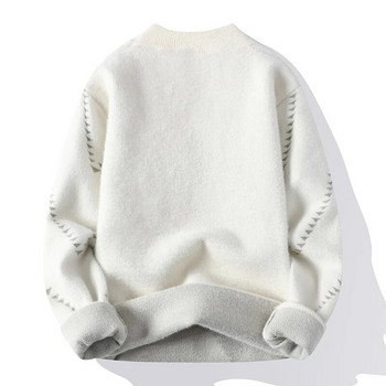 Άνετο ανδρικό φθινοπωρινό χειμωνιάτικο, χοντρό, χειμερινό ριγέ πουλόβερ ανδρικό πουλόβερ με λεπτή εφαρμογή, casual πουλόβερ