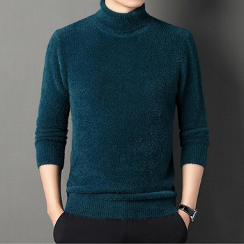 Ανδρικό πουλόβερ από μαλλί μινκ απομίμηση ζιβάγκο Άνοιξη και φθινόπωρο και χειμώνα Νέα περιστασιακά μονόχρωμα κρύα ζεστά ρούχα