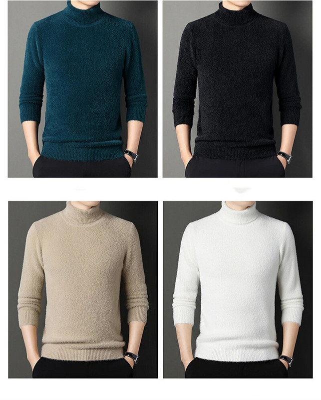 Turtlenikaka imitācija ūdeles vilnas džemperis vīriešiem pavasarim un rudenim un ziemai jauns ikdienas vienkrāsains apakšējais auksts silts apģērbs