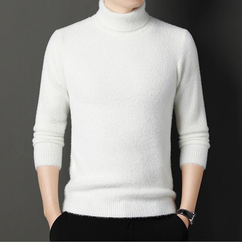 Turtlenikaka imitācija ūdeles vilnas džemperis vīriešiem pavasarim un rudenim un ziemai jauns ikdienas vienkrāsains apakšējais auksts silts apģērbs