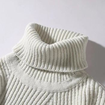 Νέα ανδρικά κλασικά ζιβάγκο πουλόβερ μονόχρωμα χειμερινά μακρυμάνικα φούτερ Slim fit νεανικά πλεκτά Basic casual πουλόβερ