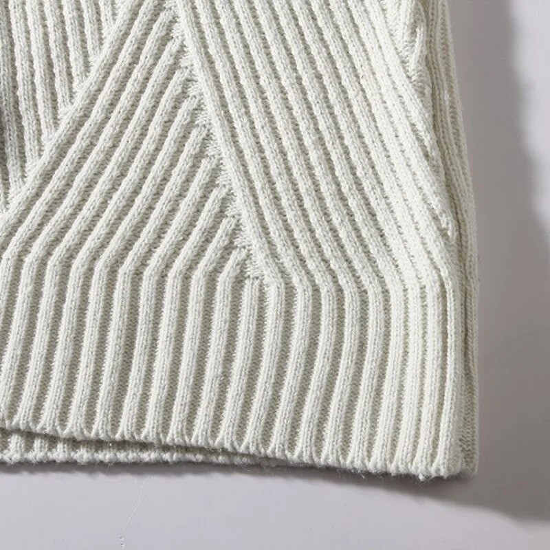 Νέα ανδρικά κλασικά ζιβάγκο πουλόβερ μονόχρωμα χειμερινά μακρυμάνικα φούτερ Slim fit νεανικά πλεκτά Basic casual πουλόβερ