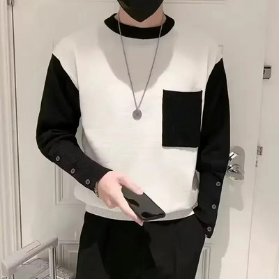 Trikotāžas džemperis Vīriešu Apģērbs Melns Bez Hoodie Svītraini Biznesa Puloveri Korejas stila Lielais izmērs 100 Tīra kašmira brīvi Fit X