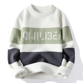 Augstākās klases jauns modes dizaineru svītrains ielas apģērbs trikotāžas pulovers burtu džemperis rudens ziemas ikdienišķs džemperis vīriešu apģērbs