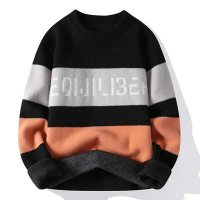 Augstākās klases jauns modes dizaineru svītrains ielas apģērbs trikotāžas pulovers burtu džemperis rudens ziemas ikdienišķs džemperis vīriešu apģērbs