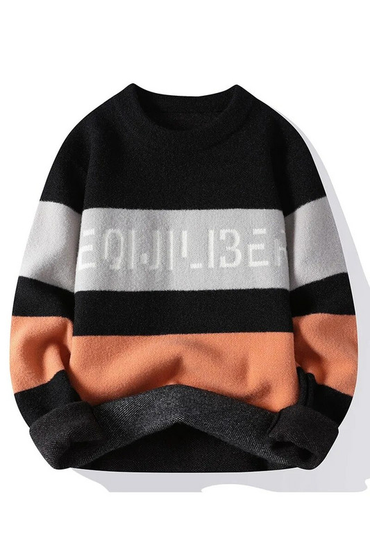 Augstākās klases jauns modes dizaineru svītrains ielas apģērbs trikotāžas pulovers burtu džemperis rudens ziemas ikdienišķs džemperis vīriešu apģērbs