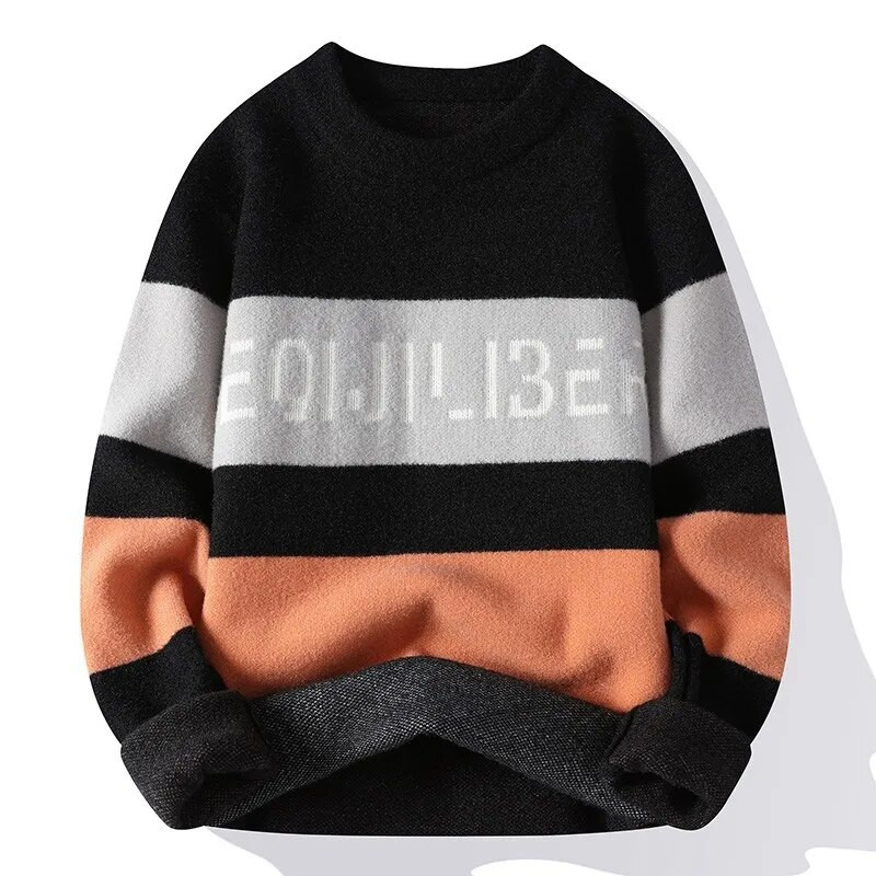 Augstākās klases jauns modes dizaineru svītrains ielas apģērbs trikotāžas pulovers burtu džemperis rudens ziemas ikdienišķs džemperis vīriešu apģērbs