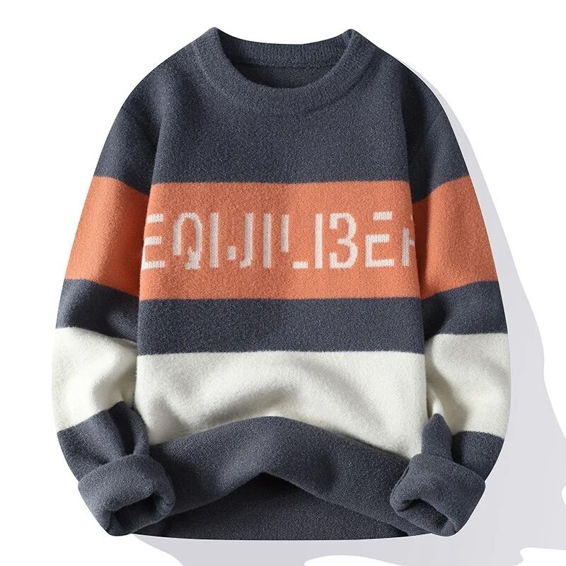 Augstākās klases jauns modes dizaineru svītrains ielas apģērbs trikotāžas pulovers burtu džemperis rudens ziemas ikdienišķs džemperis vīriešu apģērbs