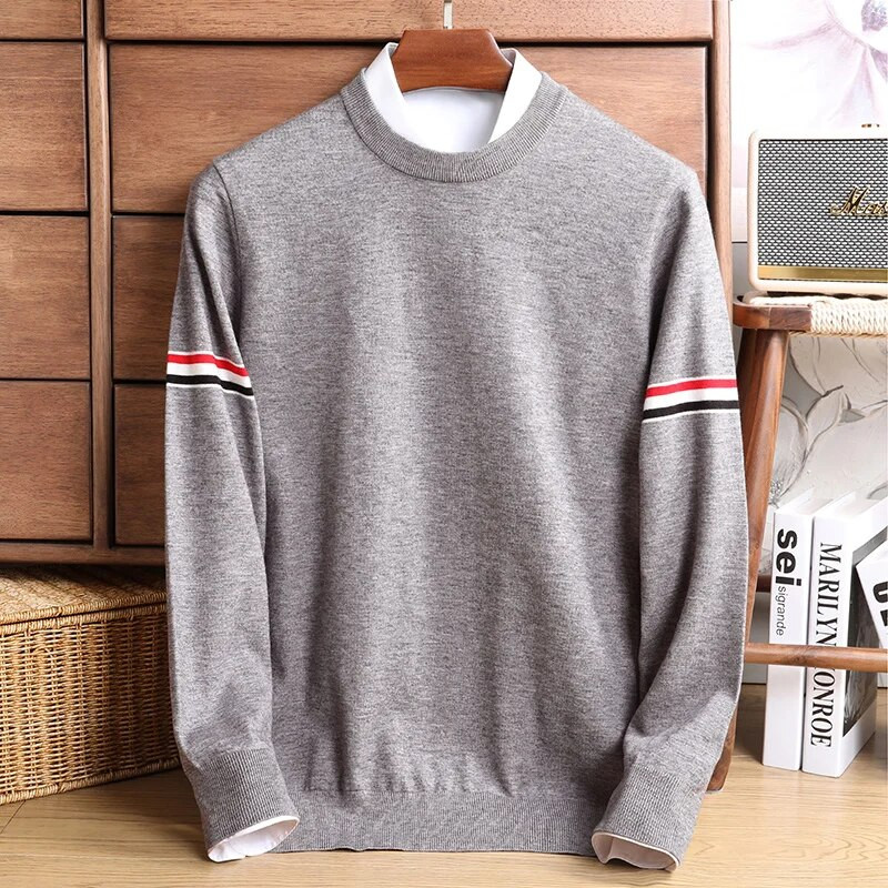 Vilnas džemperis Rudens Ziemas Vīriešu Svīteri Modes Zīmols Slim Ikdienas Mēteļi Sieviešu Kokvilnas Svītraina Rokas saite Pulovers Svīteri