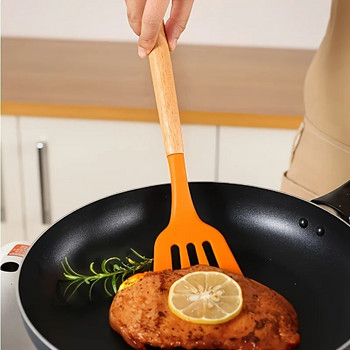Σετ μαγειρικών σκευών 3 τεμ. Αντικολλητικά μαγειρικά σκεύη σιλικόνης Ανθεκτικά στη θερμότητα Protable πορτοκαλί κουτάλια επαναχρησιμοποιήσιμα εργαλεία κουζίνας