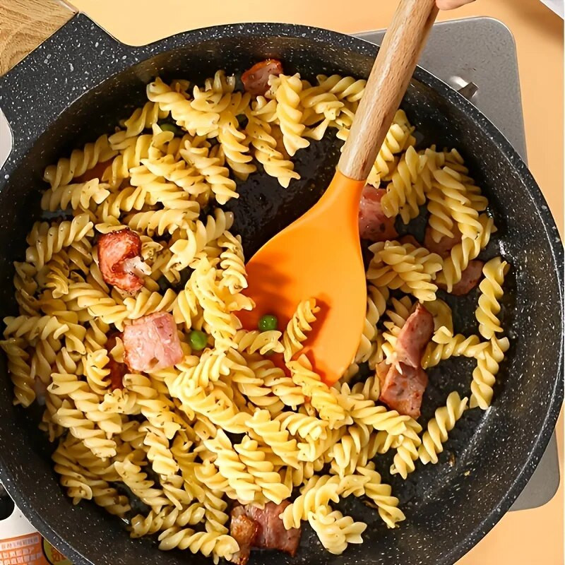 3 gab. Ēdiena gatavošanas piederumu komplekts Nelipīgs silikona virtuves trauks, karstumizturīgs, izcils oranžs kauss karote atkārtoti lietojami virtuves sīkrīki instrumenti