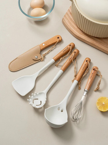 Onlycook Σιλικόνη Ξύλινη λαβή Χωρίς ολίσθηση Μίνι Κουζίνα Εργαλεία Μαγειρικής Σετ Εργαλεία Κουζίνας για Φοιτητικούς Ξενώνας Αρχική