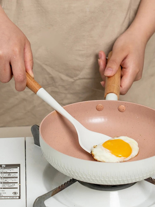 Onlycook Σιλικόνη Ξύλινη λαβή Χωρίς ολίσθηση Μίνι Κουζίνα Εργαλεία Μαγειρικής Σετ Εργαλεία Κουζίνας για Φοιτητικούς Ξενώνας Αρχική