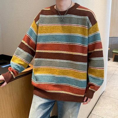 Zongke Striped Men Džemperi Ziemas vīriešu džemperis Bezmaksas piegāde Korejiešu apģērbi Puloveri Apkakles Vislabāk pārdotais produkts 2023