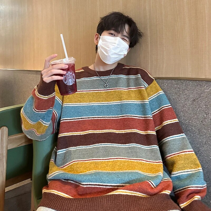 Zongke Striped Men Džemperi Ziemas vīriešu džemperis Bezmaksas piegāde Korejiešu apģērbi Puloveri Apkakles Vislabāk pārdotais produkts 2023