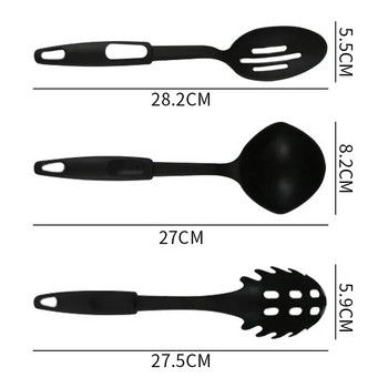 Σετ σκευών κουζίνας Μαύρο 6 τμχ/σετ Αντικολλητικά σκεύη κουζίνας Εργαλεία μαγειρικής Κουτάλια σούπας κουτάλα Σπάτουλα Εργαλεία φτυαριού Gadget