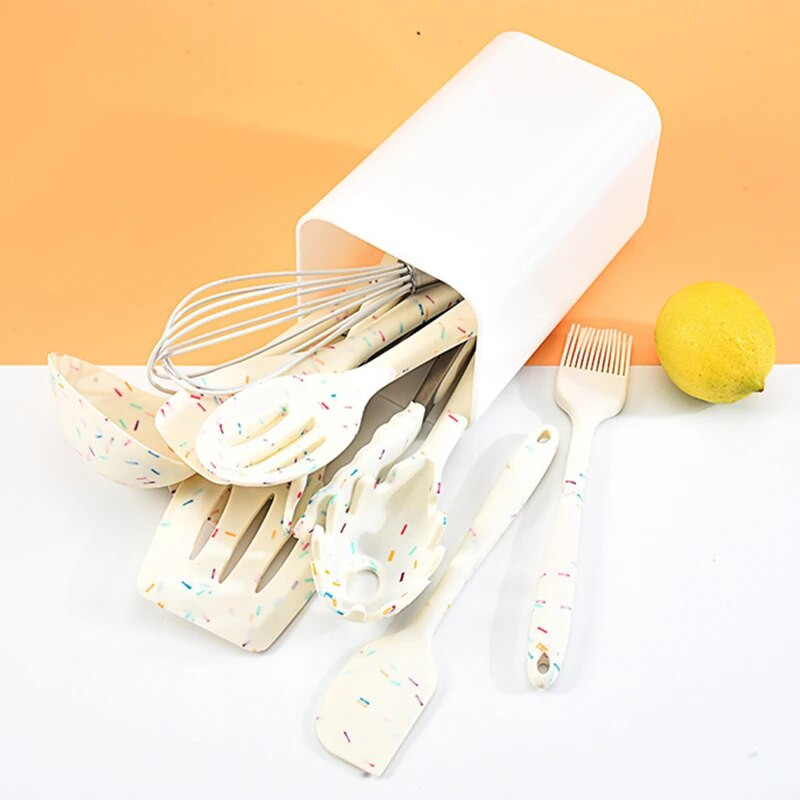 Virtuves silikona instrumentu komplekts, augstas un zemas temperatūras izturīgs, nepiedegošs virtuves trauki Virtuves gatavošanas rīku komplekts Virtuves rīks