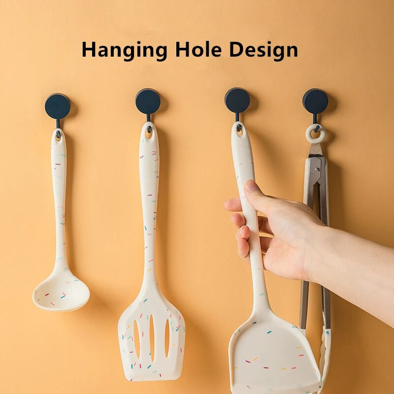 Virtuves silikona instrumentu komplekts, augstas un zemas temperatūras izturīgs, nepiedegošs virtuves trauki Virtuves gatavošanas rīku komplekts Virtuves rīks