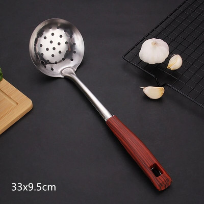 Koka rokturis cepšanas lāpstiņa mēles karote nerūsējošā tērauda BBQ gaļas dakšiņas caurduris Mājas gatavošanas katlu komplekts Virtuves piederumi