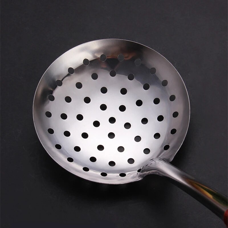 Koka rokturis cepšanas lāpstiņa mēles karote nerūsējošā tērauda BBQ gaļas dakšiņas caurduris Mājas gatavošanas katlu komplekts Virtuves piederumi