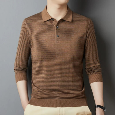 MLSHP tavaszi őszi kötött csíkos póló férfi pulóverek luxus hosszú ujjú üzleti alkalmi egyszerű klasszikusok férfi pulóver 4XL
