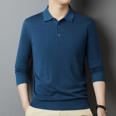 MLSHP tavaszi őszi kötött csíkos póló férfi pulóverek luxus hosszú ujjú üzleti alkalmi egyszerű klasszikusok férfi pulóver 4XL