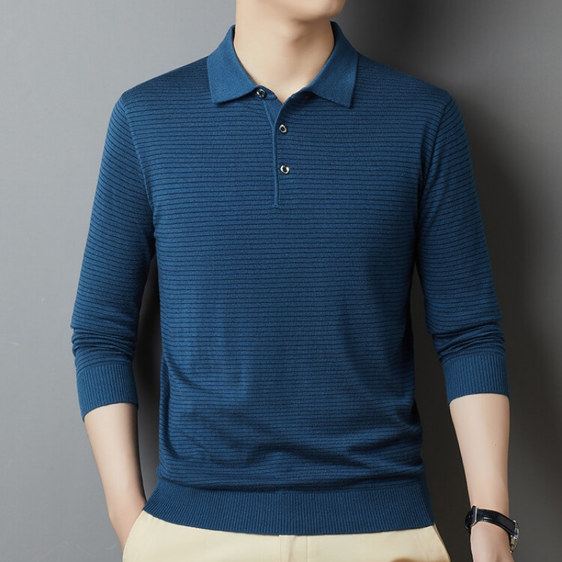 MLSHP tavaszi őszi kötött csíkos póló férfi pulóverek luxus hosszú ujjú üzleti alkalmi egyszerű klasszikusok férfi pulóver 4XL