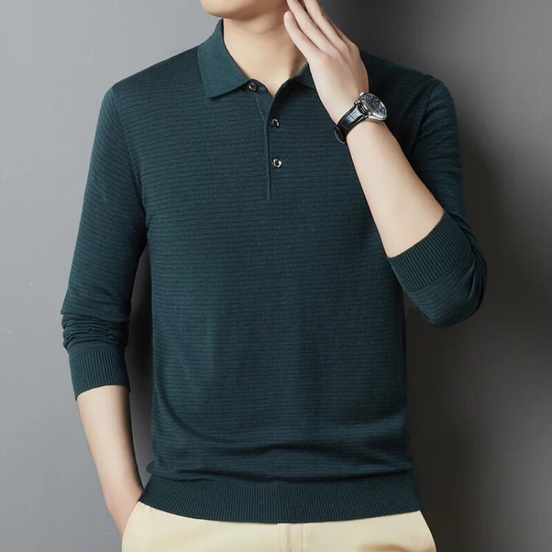 MLSHP tavaszi őszi kötött csíkos póló férfi pulóverek luxus hosszú ujjú üzleti alkalmi egyszerű klasszikusok férfi pulóver 4XL