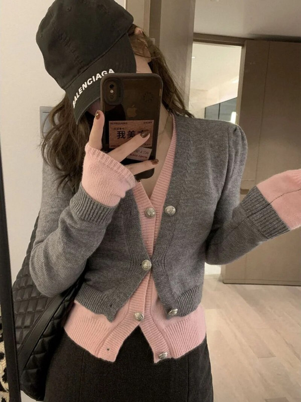 Viltus divdaļīgu jaku sieviešu šiks, pavasara rudens, universāls Retro sieviešu trikotāžas apģērbs Taisni, mājīgi modes Ulzzang džemperi