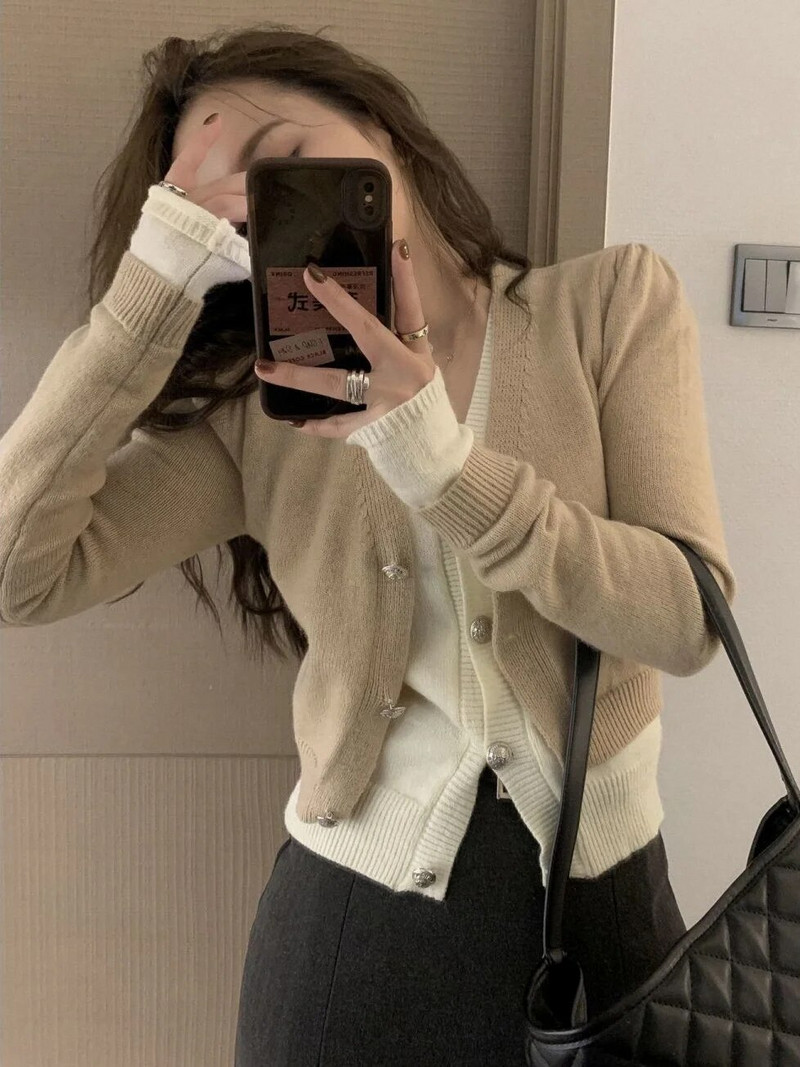 Viltus divdaļīgu jaku sieviešu šiks, pavasara rudens, universāls Retro sieviešu trikotāžas apģērbs Taisni, mājīgi modes Ulzzang džemperi
